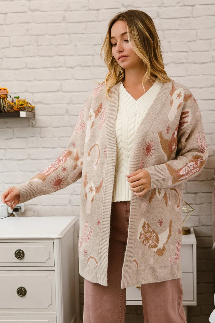 BiBi Wild West Pattern Sweater Cardigan