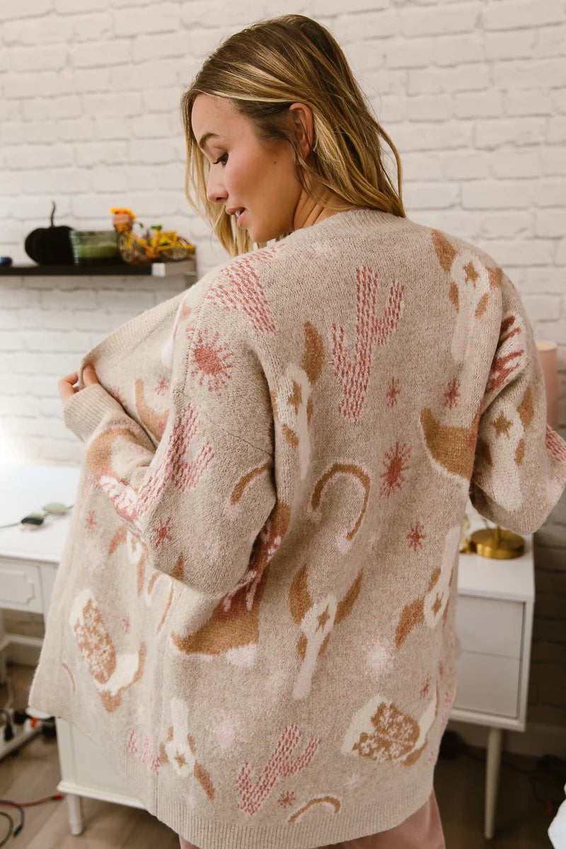 BiBi Wild West Pattern Sweater Cardigan