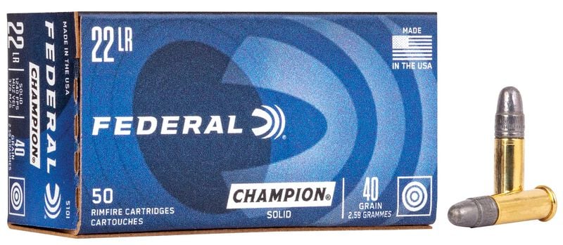 Federal Champion Solid 22LR  1240 FPS 40gr 500 Rimfire Rounds