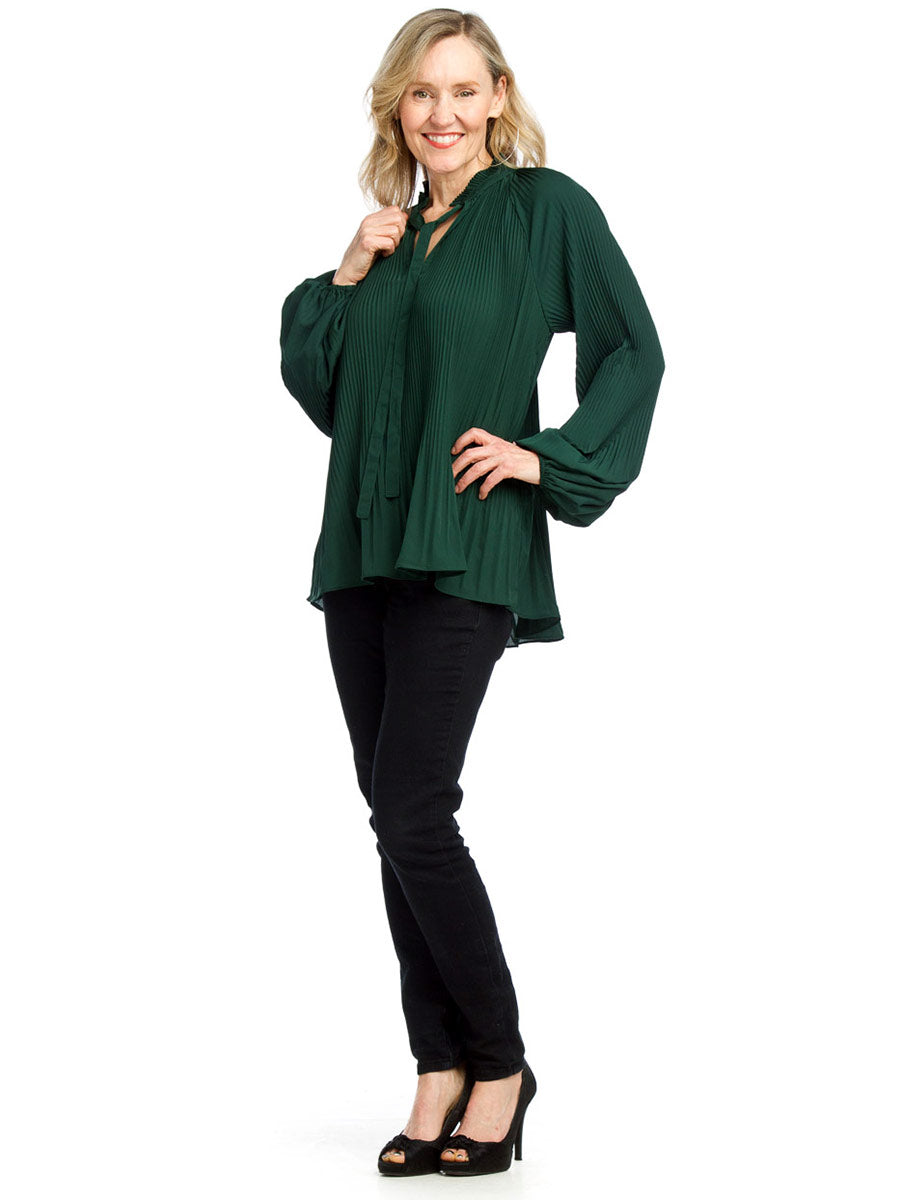 Papillon Pleated Long Sleeve Blouse