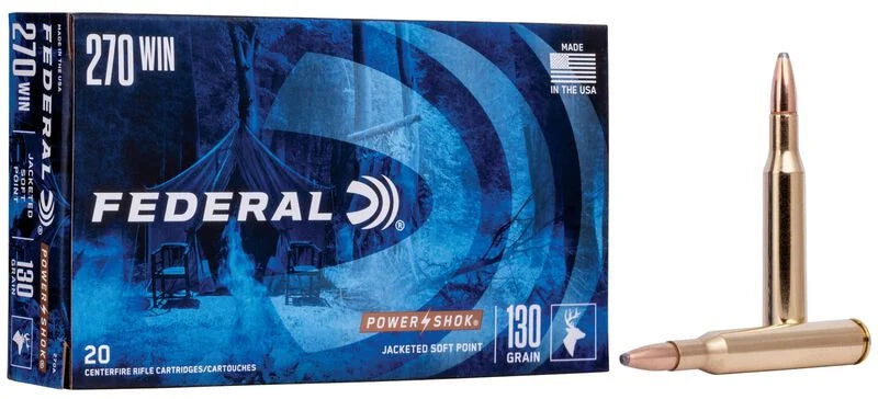 Federal Power-Shok 270 WIN, in JSP, 130gr 3060 FPS 20 Rounds