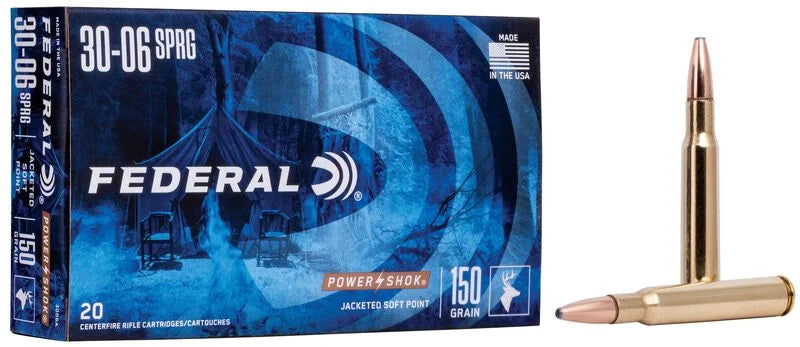 Federal Power-Shok 30-06 SPRG JSP 150gr 2910 FPS 20 Rounds