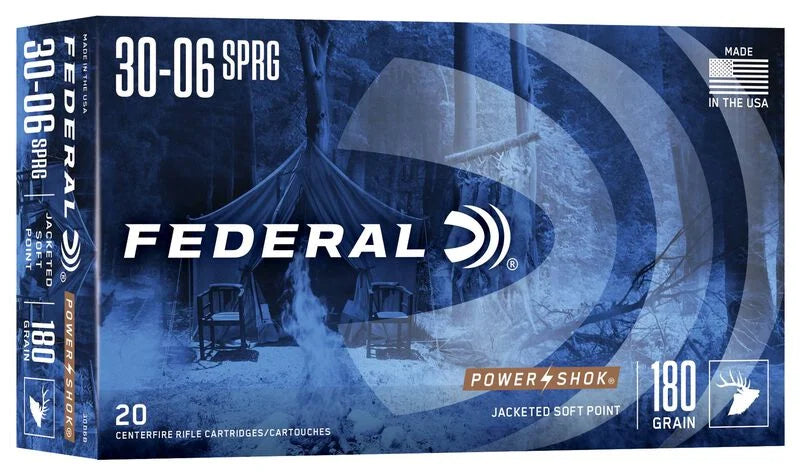 Federal Power-Shok 30-06 SPRG, in JSP, 180gr 2700 FPS 20 Rounds