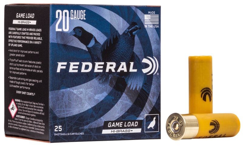 Federal Game Load Hi-Brass 20Gx2-3/4 1oz 1220 FPS #6 25 Rounds