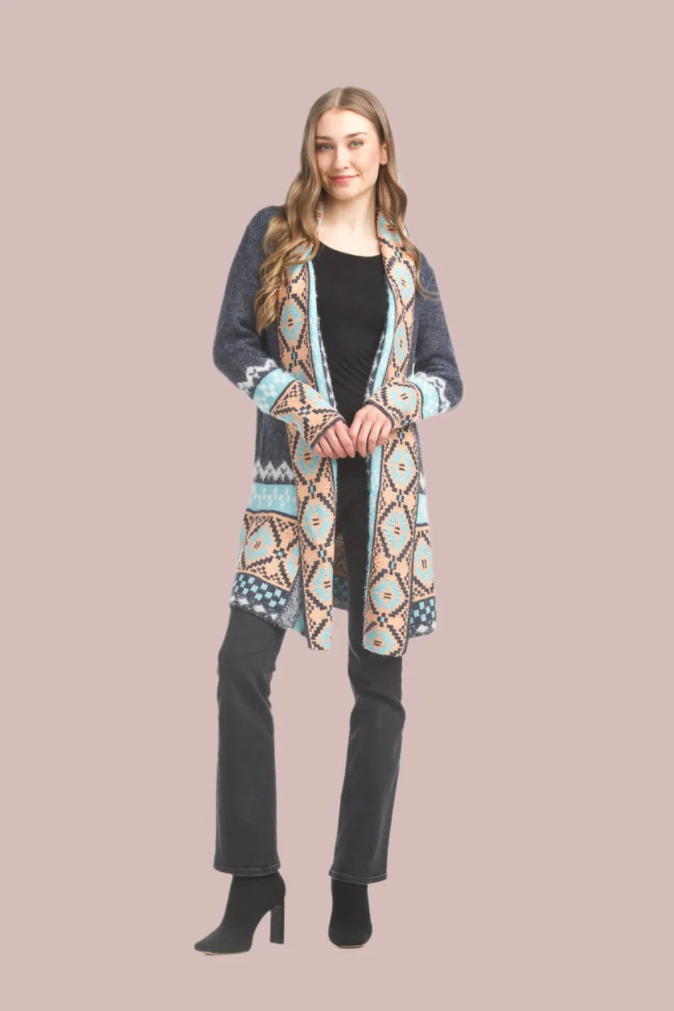 Papillon Global Print Knit Mid-Length Cardigan