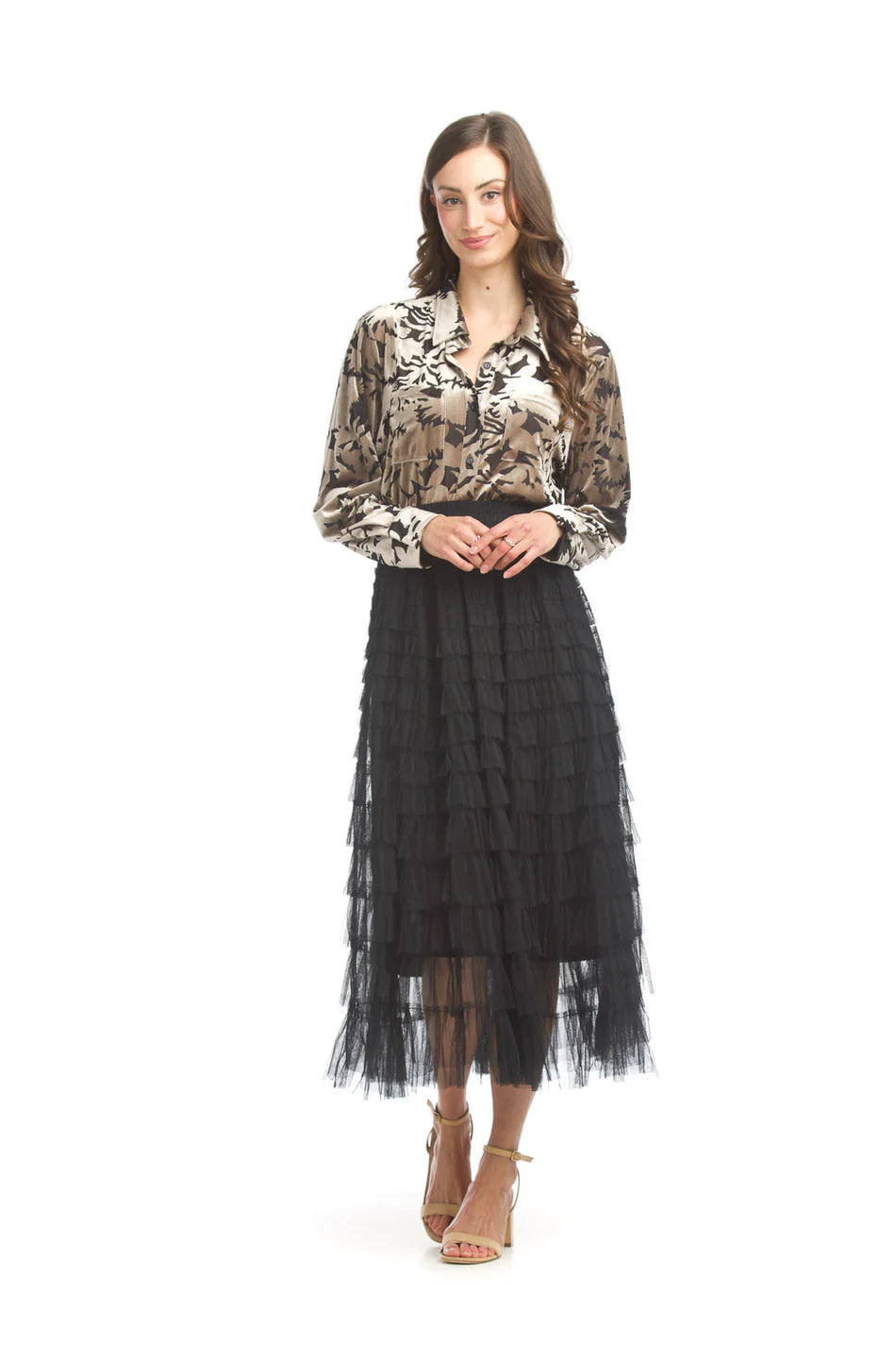 Papillon Mesh Tiered Ruffle Skirt