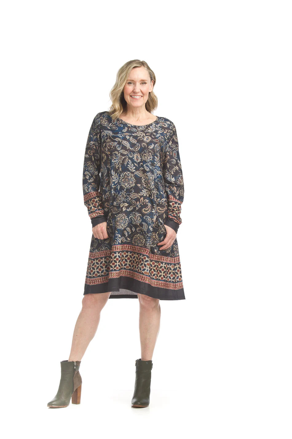 Papillon Border Print Aline Sweater Dress