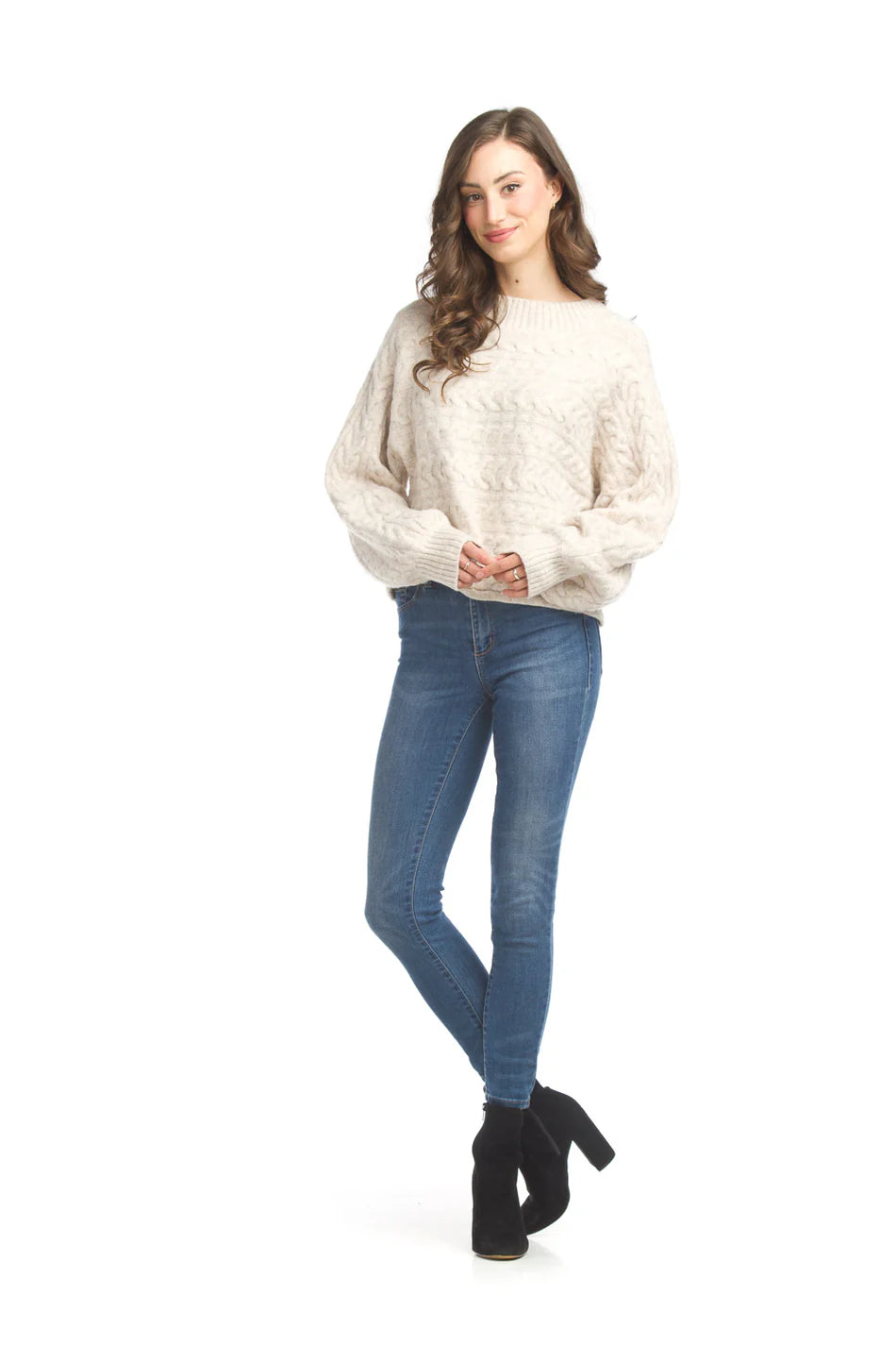 Papillon Mock Sleeve Cable Knit Sweater