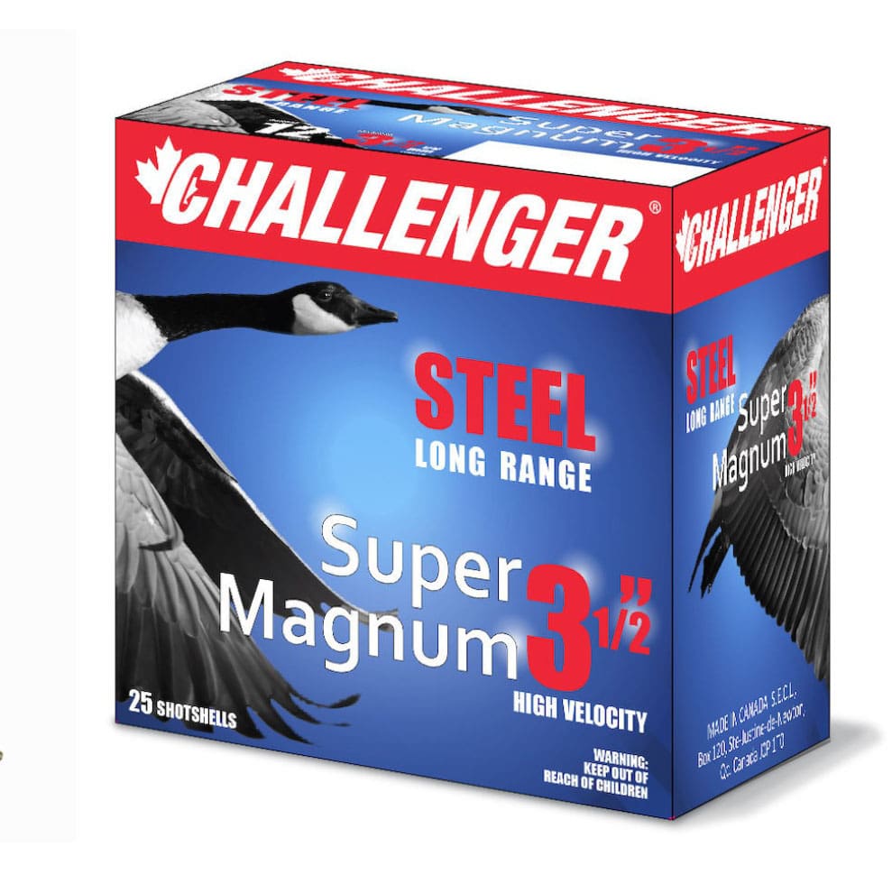 Challenger Super Magnum Waterfowl Steel LR 12Gx3-1/2 89mm 1500 FPS 1-1/2oz #BB 25 Shotshells