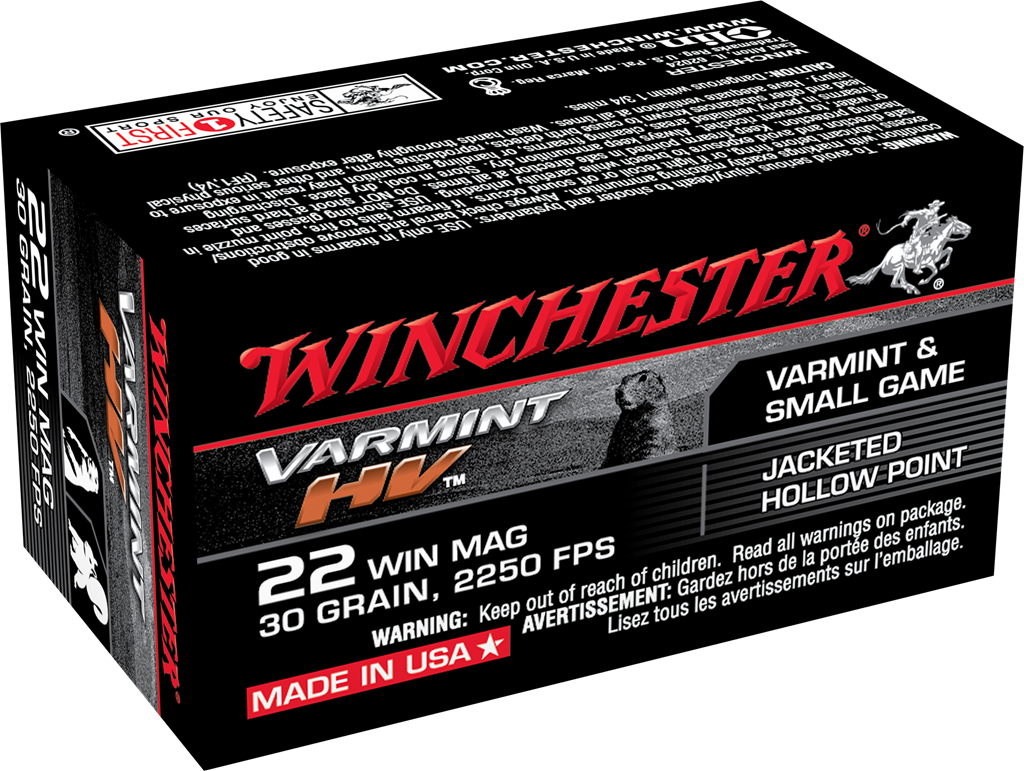 Winchester Varmint & Small Game HV 22 WIN MAG JHP 2250 FPS 30gr 50 Rimfire Rounds