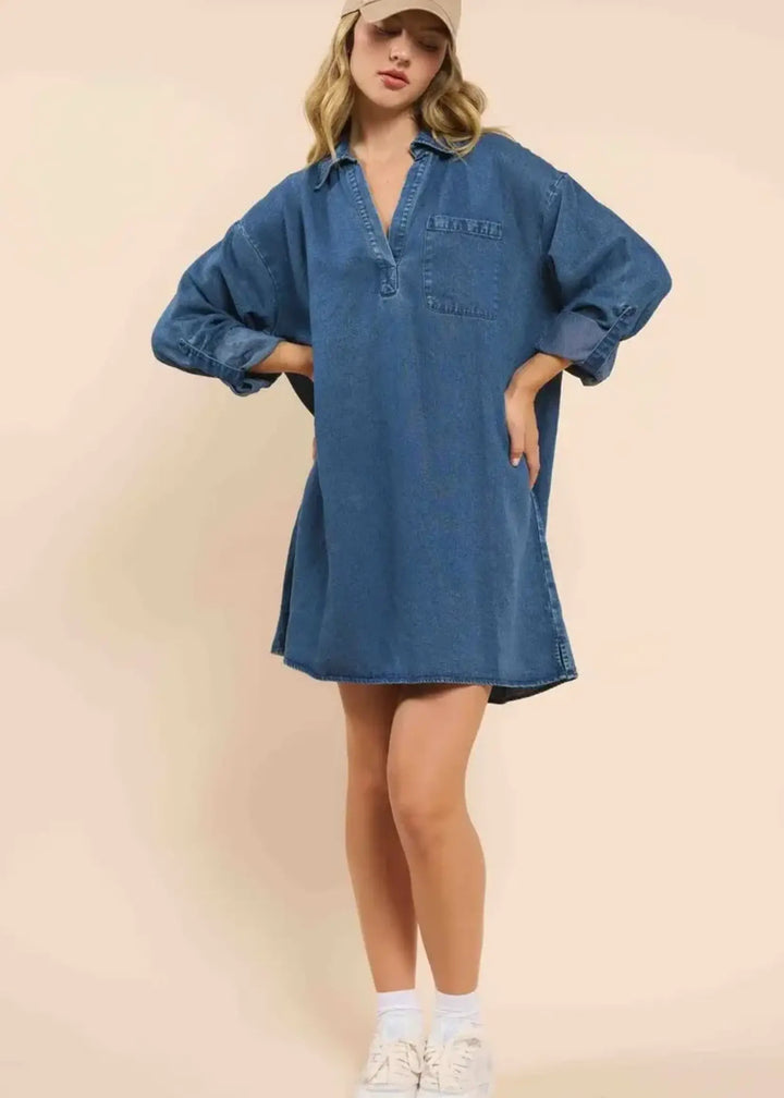 Sadie & Sage It's Pouring Collar Denim Dress