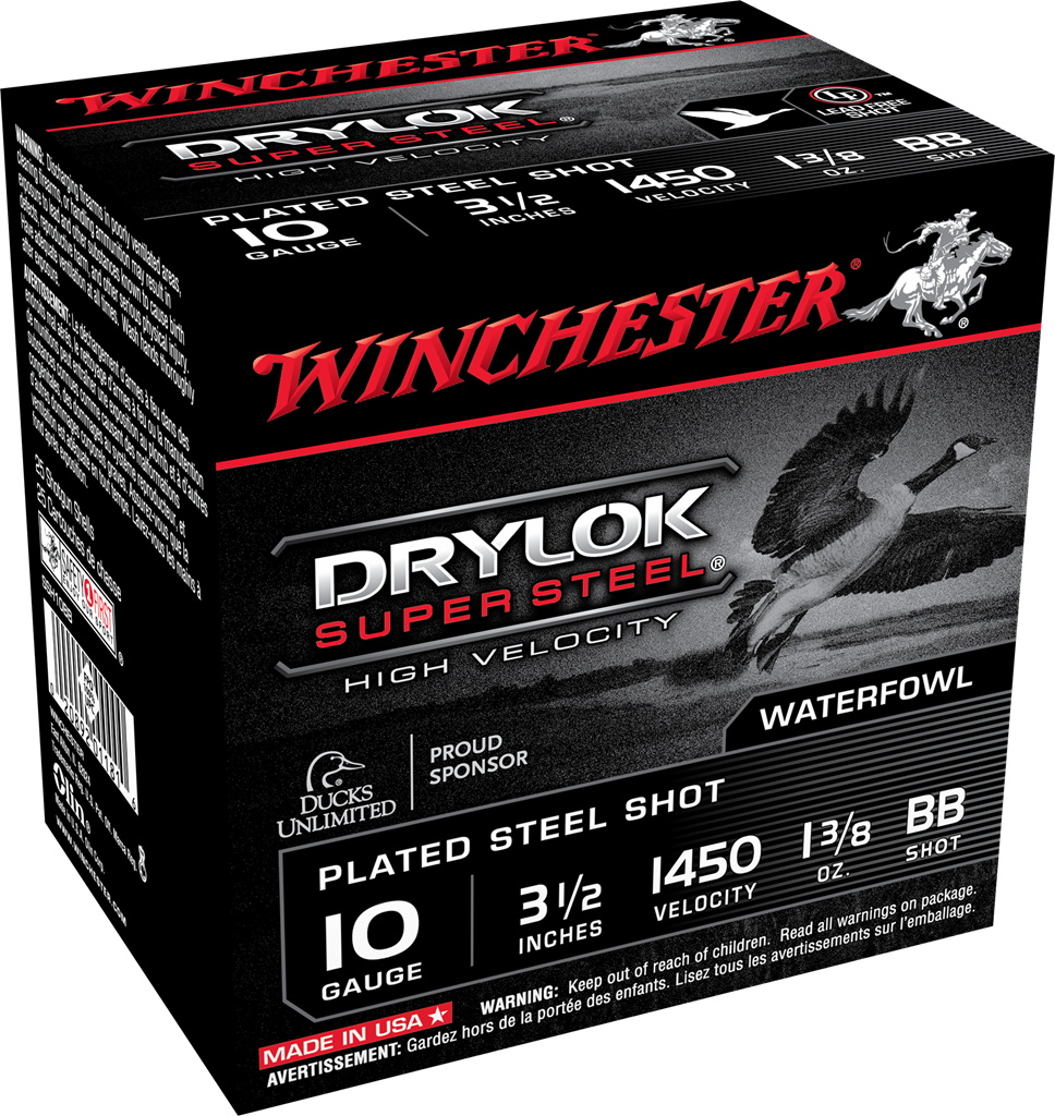 Winchester DryLok Waterfowl Super Steel PSS 10Gx3-1/2 1-3/8oz 1450 FPS #BB 25 Shotshells