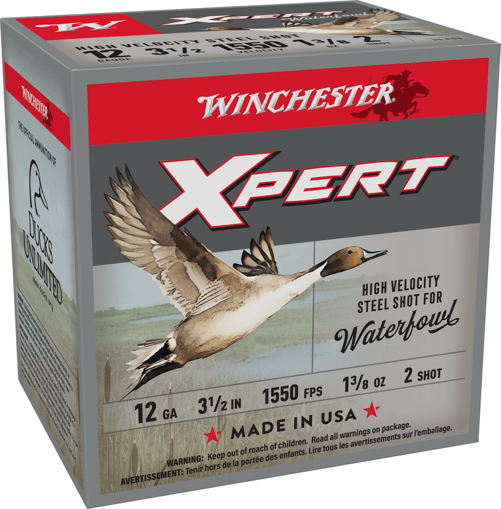 Winchester Xpert High Velocity Steel Shot Waterfowl 12GAx3.5 1550fps 1-3/8oz #2 25 Rounds